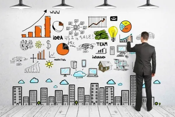 Biểu đồ tăng trưởng và các biểu tượng dữ liệu, thể hiện sự cập nhật liên tục và phân tích xu hướng thị trường